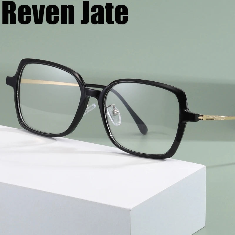 Reven Jate Women's Full Rim Square Tr 90 Alloy Eyeglasses 81286