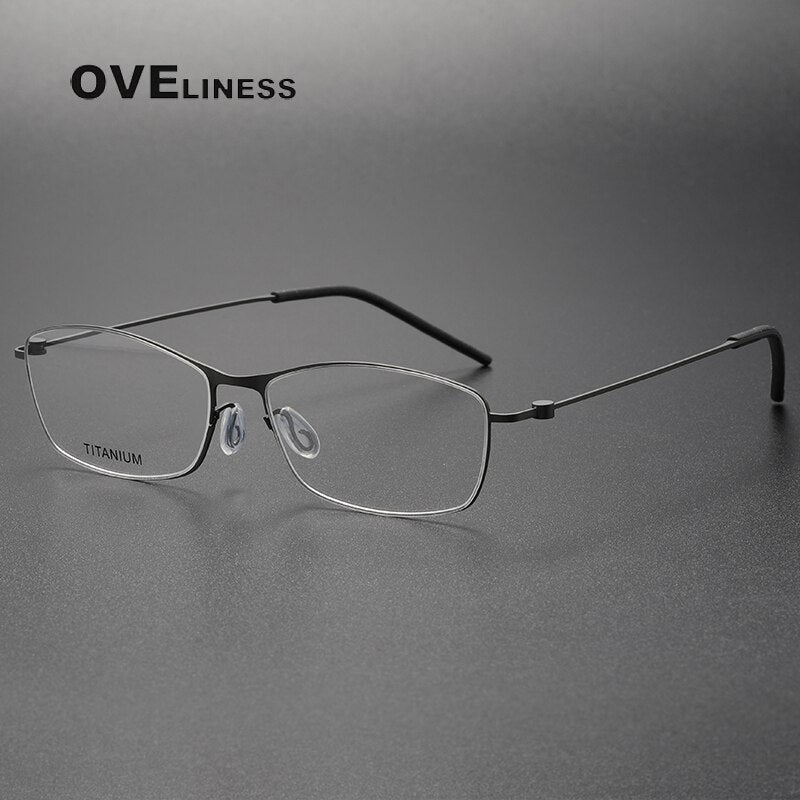 Oveliness Unisex Full Rim Rectangle Titanium Eyeglasses Full Rim Oveliness gun  