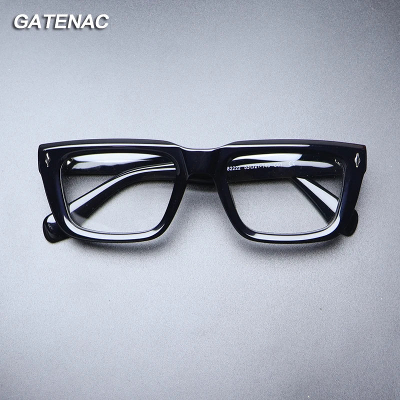 Gatenac Unisex Full Rim Thick Square Acetate Eyeglasses Gxyj1200 Full Rim Gatenac   