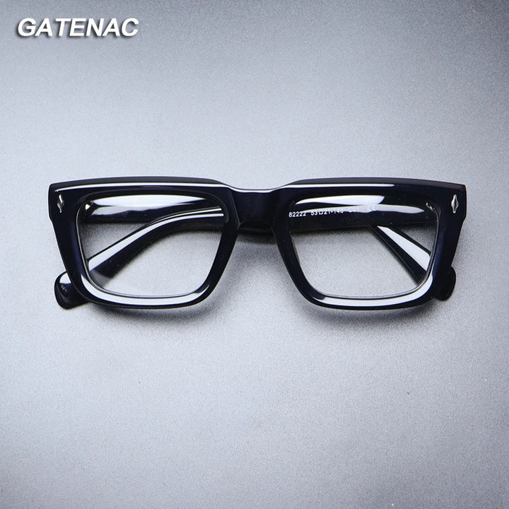 Gatenac Unisex Full Rim Thick Square Acetate Eyeglasses Gxyj1200 Full Rim Gatenac   