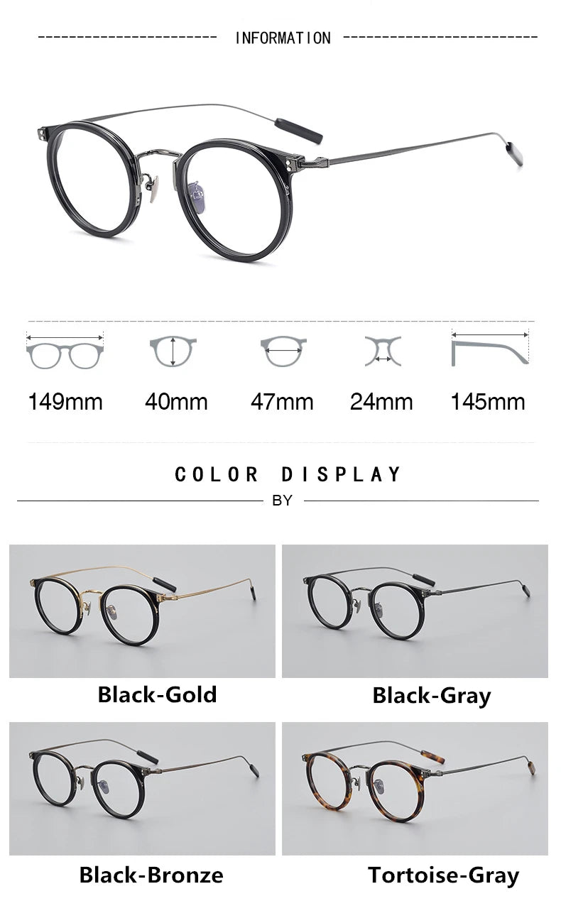 Black Mask Unisex Full Rim Oval Round Titanium Acetate Eyeglasses 4957 Full Rim Black Mask   