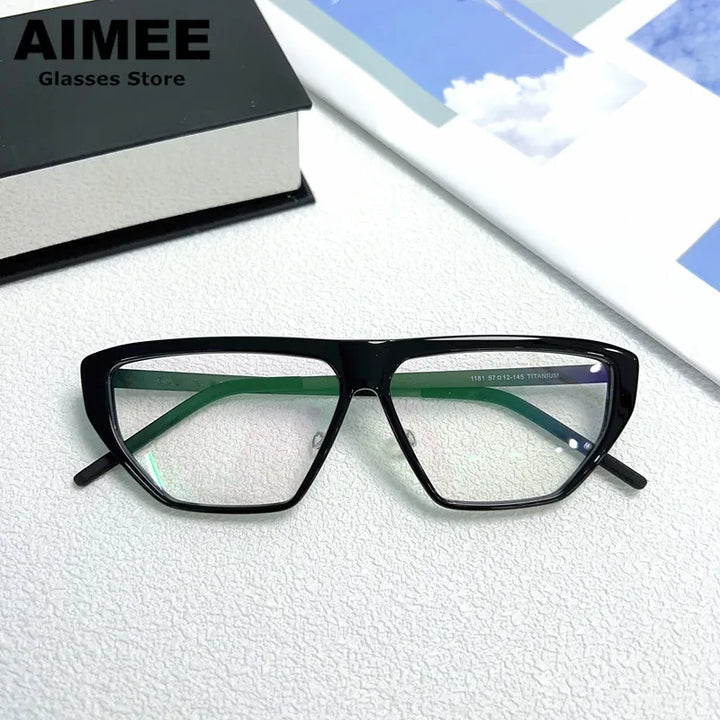 Aimee Unisex Full Rim Brow Line Square Titanium Eyeglasses 1181 Full Rim Aimee   