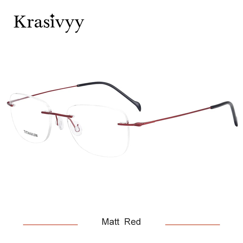 Krasivyy Unisex Rimless Oval Square Titanium Eyeglasses 316009