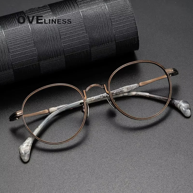 Oveliness Women's Full Rim Round Titanium Eyeglasses 80862 Full Rim Oveliness