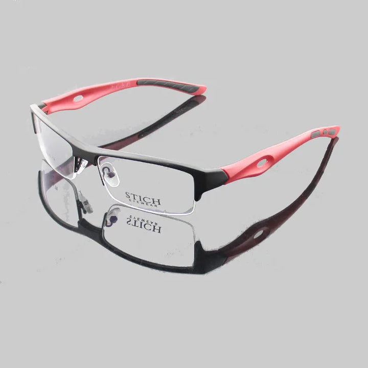 Cubojue Women's Semi Rim Square Tr 90 Titanium Reading Glasses 54136