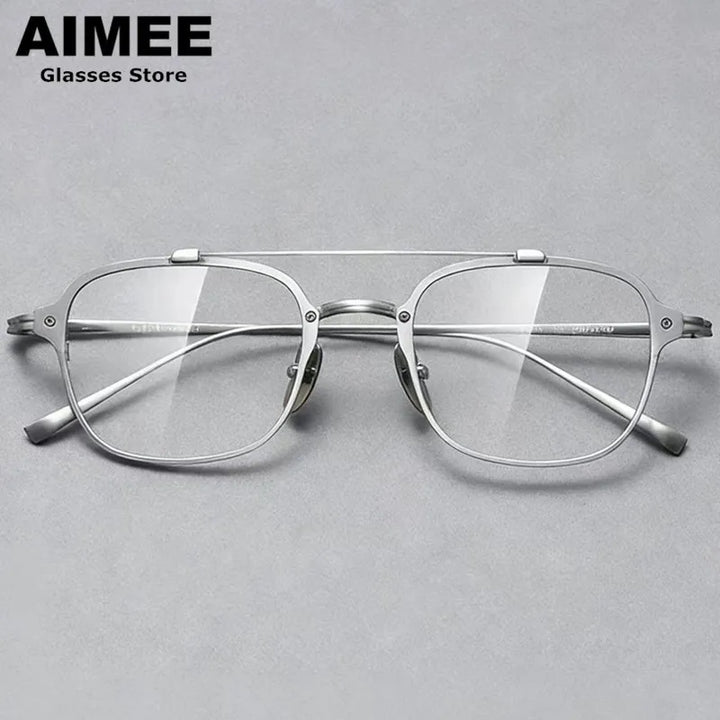 Aimee Unisex Full Rim Square Double Bridge Titanium Eyeglasses 541031