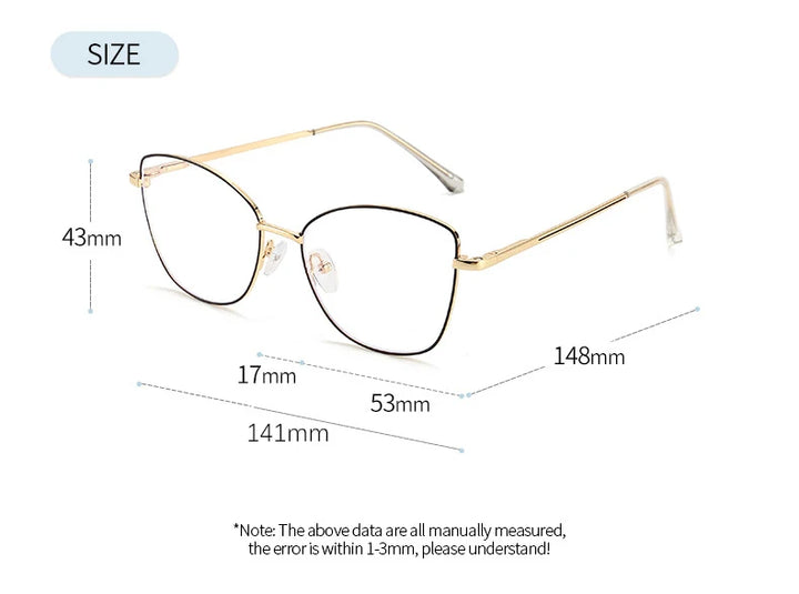 Vicky Women's Full Rim Oval Cat Eye Alloy Reading Glasses Clip On Sunglasses 70152