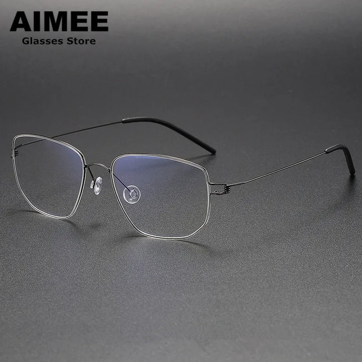 Aimee Women's Full Rim Square Screwless Titanium Eyeglasses 13317 Full Rim Aimee Gun-Gery  