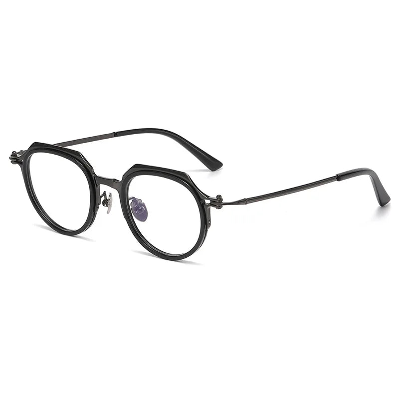 Black Mask Unisex Full Rim Round Titanium Eyeglasses BM-A5872