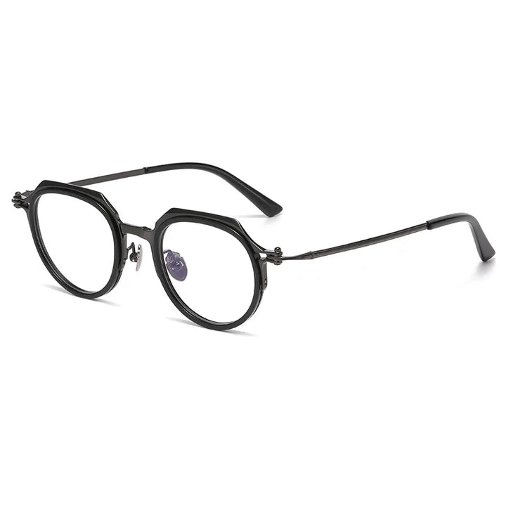 Black Mask Unisex Full Rim Round Titanium Eyeglasses BM-A5872