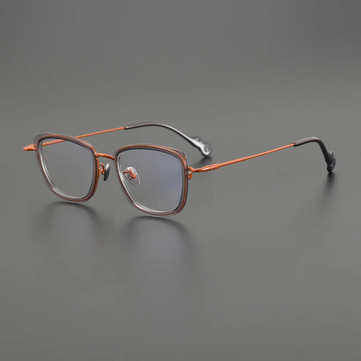 Gatenac Unisex Full Rim Cat Eye Acetate Titanium Eyeglasses Gxyj1458 Full Rim Gatenac Gray Orange  