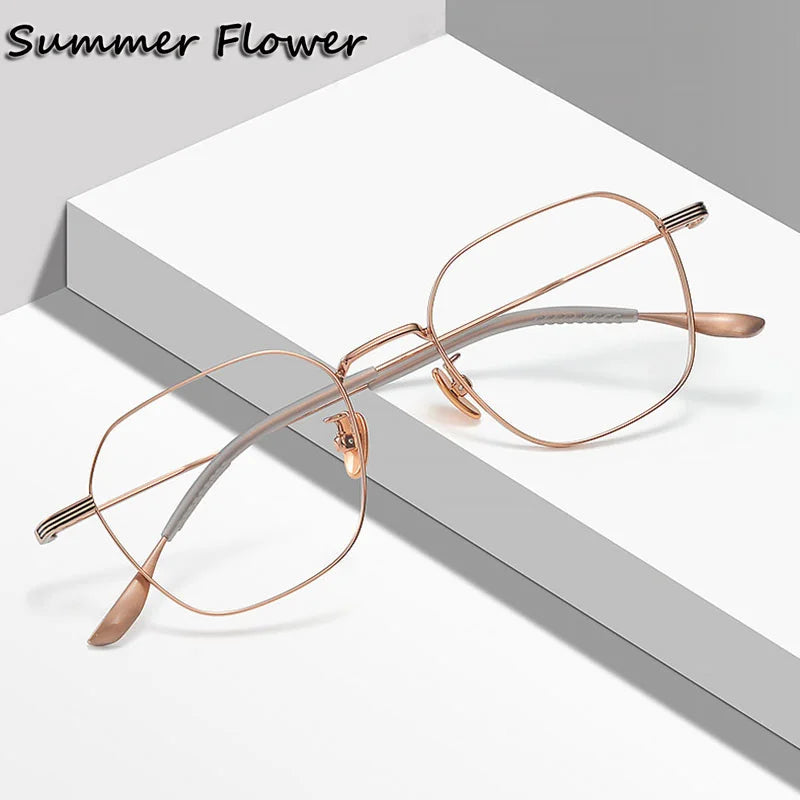 Summer Flower Women's Full Rim Hexagon Titanium Eyeglasses 81249