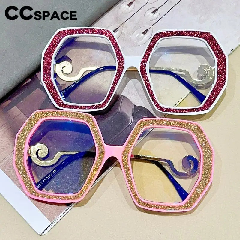 CCspace Women's Full Rim Polygon Plastic Eyeglasses 57423 Full Rim CCspace   