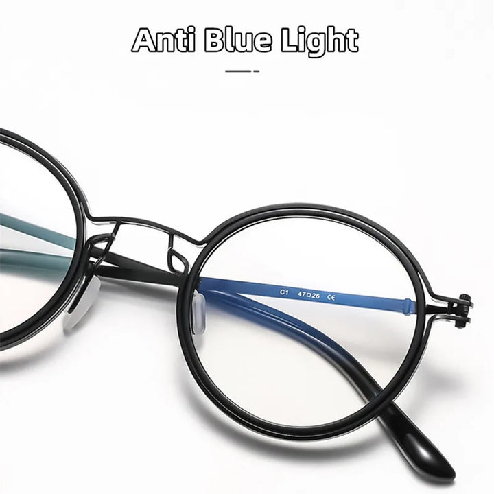 Kocolior Unisex Full Rim Round Acetate Alloy Hyperopic Reading Glasses 10749 Reading Glasses Kocolior   