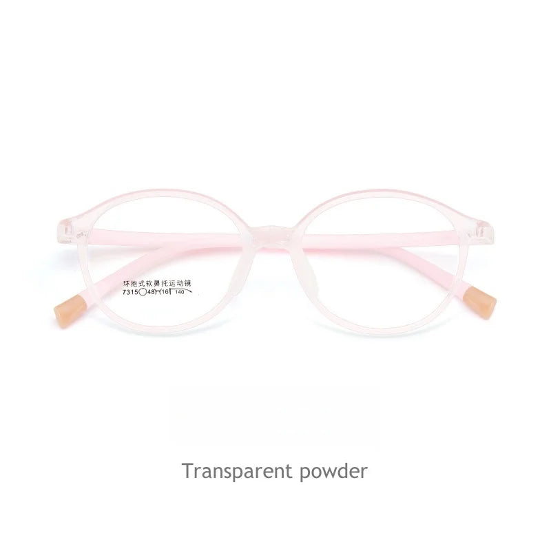 KatKani Unisex Children's Full Rim Round Tr 90 Silicone Eyeglasses 7315 Full Rim KatKani Eyeglasses Transparent powder  