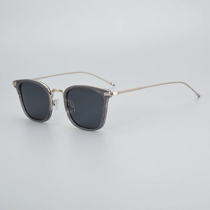 Black Mask Men's Full Rim Square Polarized Alloy Sunglasses X905 Sunglasses Black Mask Gray-Silver As Shown 