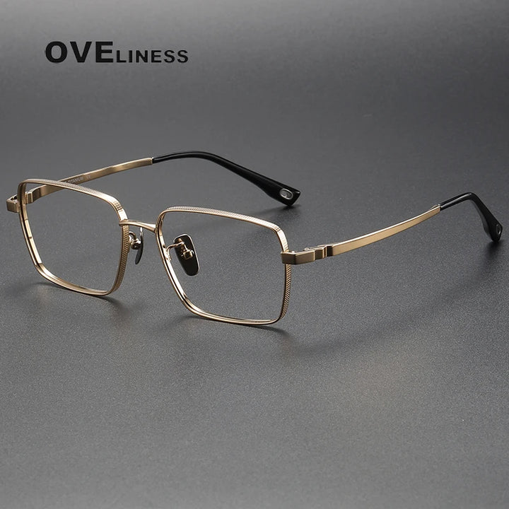 Oveliness Men's Full Rim Square Titanium Eyeglasses 80927 Full Rim Oveliness gold  