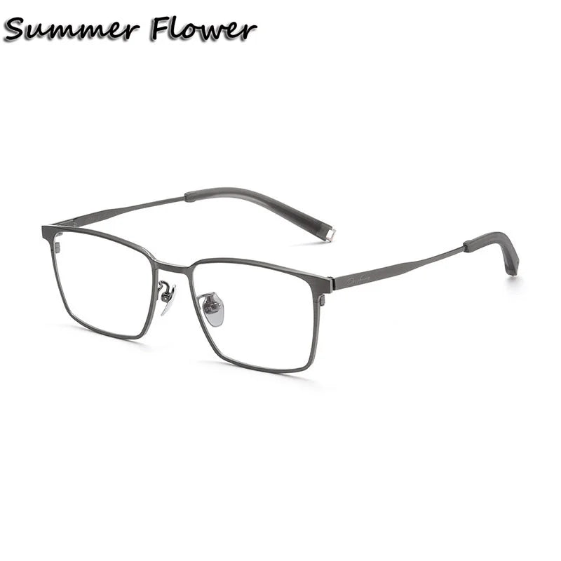 Summer Flower Women's Full Rim Square Tr 90 Titanium Eyeglasses 89861 Full Rim Summer Flower Gray