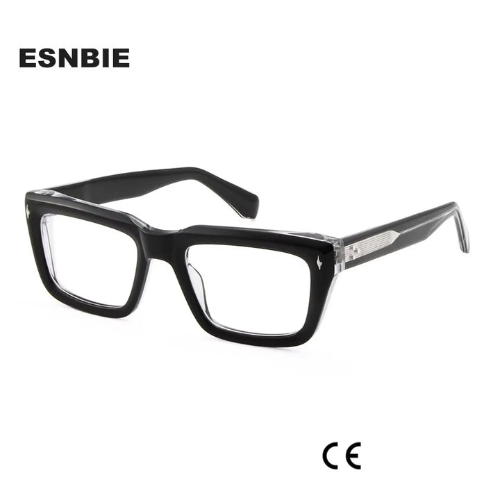 Esnbie Unisex Full Rim Square Acetate Eyeglasses 1-407-1