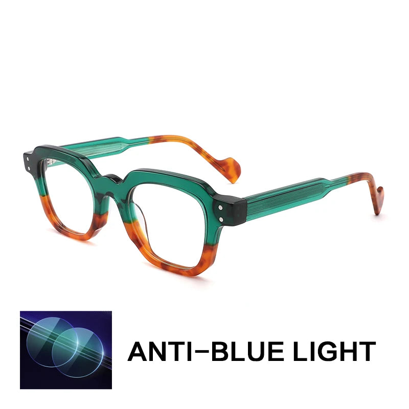Gatenac Unisex Full Rim Flat Top Square Acetate Reading Glasses G2394