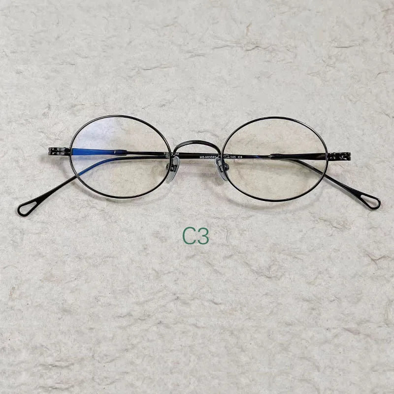 Yujo Unisex Full Rim Oval Pure Titanium Eyeglasses Classic — view 3 | Yujo at FuzWeb