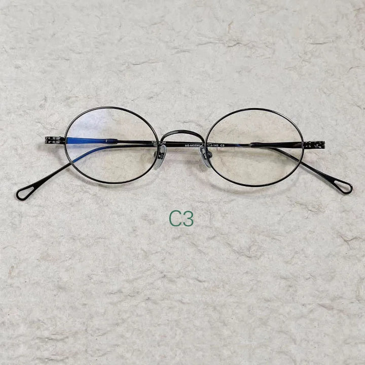 Yujo Unisex Full Rim Oval Pure Titanium Eyeglasses Classic — view 3 | Yujo at FuzWeb