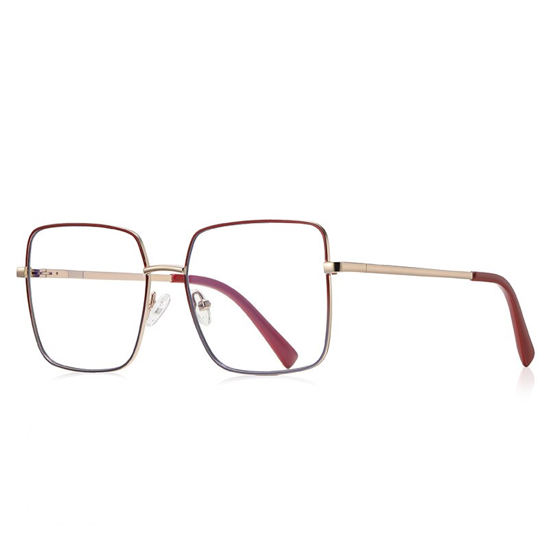 CCspace Unisex Full Rim Square Spring Hinge Alloy Eyeglasses 56270 Full Rim CCspace C6RedBlue  