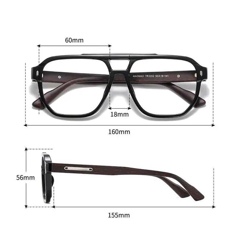 Hdcrafter Mens Full Rim Double Bridge Square Wood Acetate Frames 220200 — view 2 | Hdcrafter Eyeglasses at FuzWeb