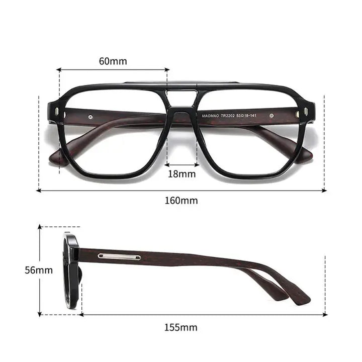 Hdcrafter Mens Full Rim Double Bridge Square Wood Acetate Frames 220200 — view 2 | Hdcrafter Eyeglasses at FuzWeb