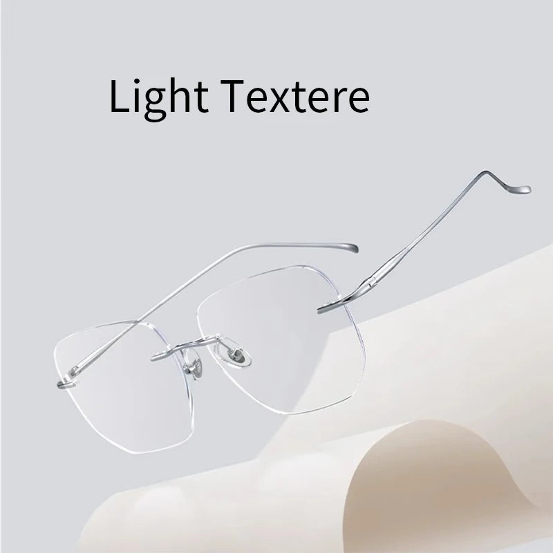 KatKani Unisex Rimless Square Titanium Eyeglasses F8925 Semi Rim KatKani Eyeglasses   