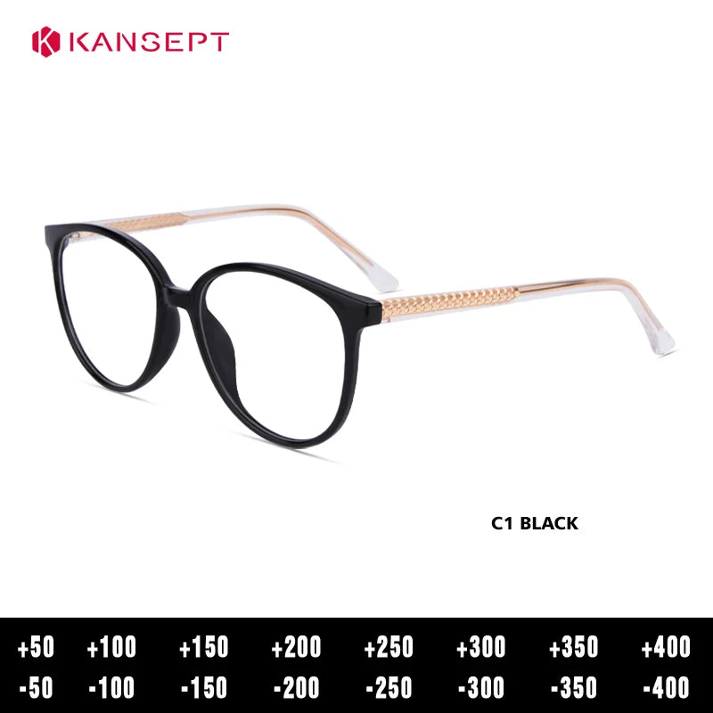 Kansept Women's Full Rim Oval Square Tr 90 Alloy Reading Glasses 25006