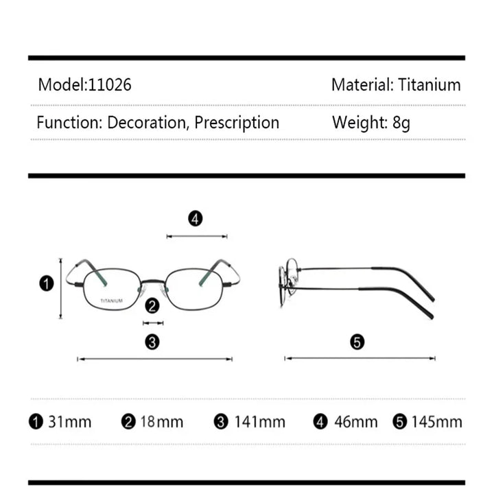 Hdcrafter Unisex Full Rim Oval Square Titanium Eyeglasses 11026