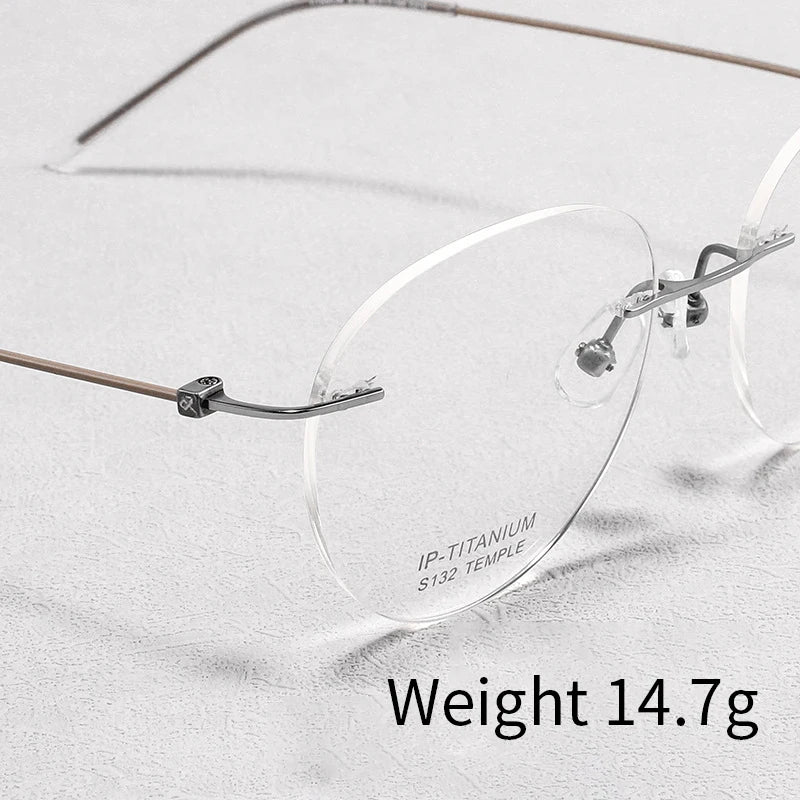 KatKani Unisex Rimless Round Titanium Eyeglasses S132 Rimless KatKani Eyeglasses   