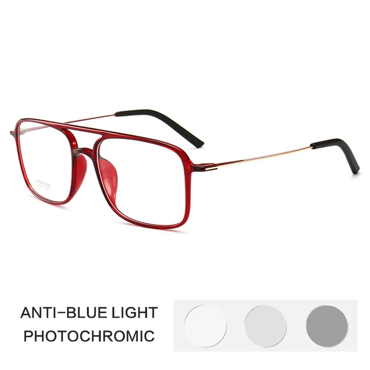 Gatenac Women's Full Rim Square Double Bridge Tr 90 Titanium Photochromic Reading Glasses G2235