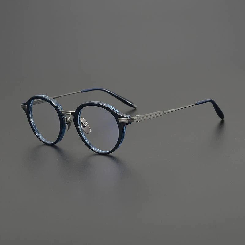 Gatenac Unisex Full Rim Oval Round Acetate Titanium Eyeglasses G9828