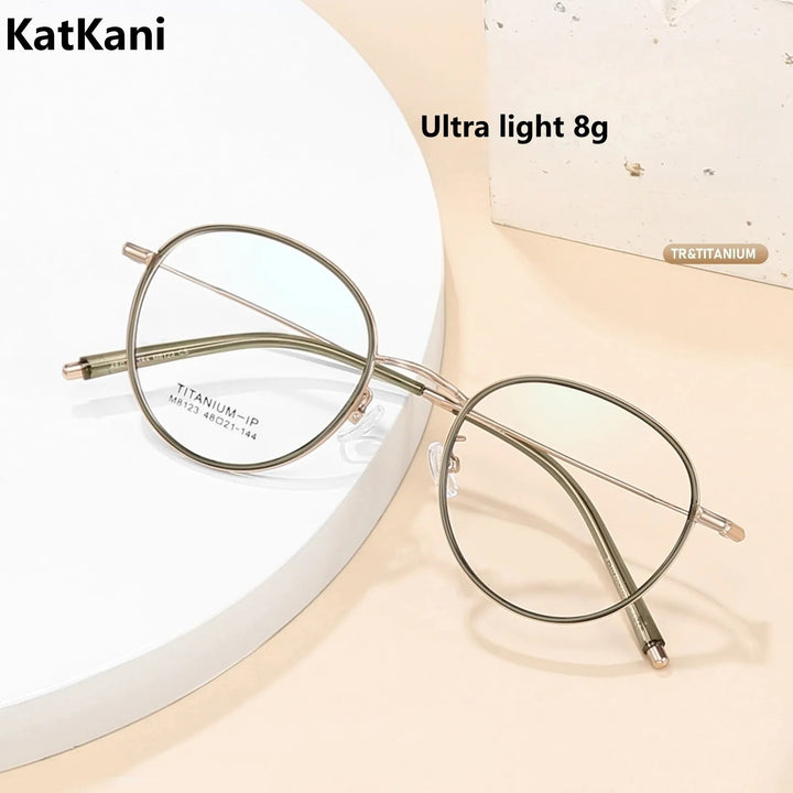KatKani Women's Full Rim Round Tr 90 Titanium Eyeglasses M8123 Full Rim KatKani Eyeglasses   