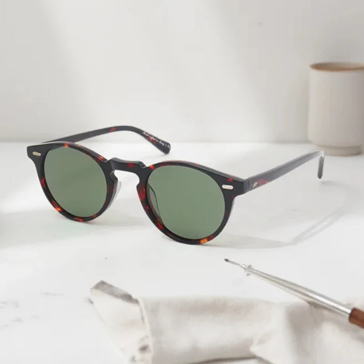 Black Mask Men Full Rim Round Acetate Polarized Sunglasses BM-O5186S