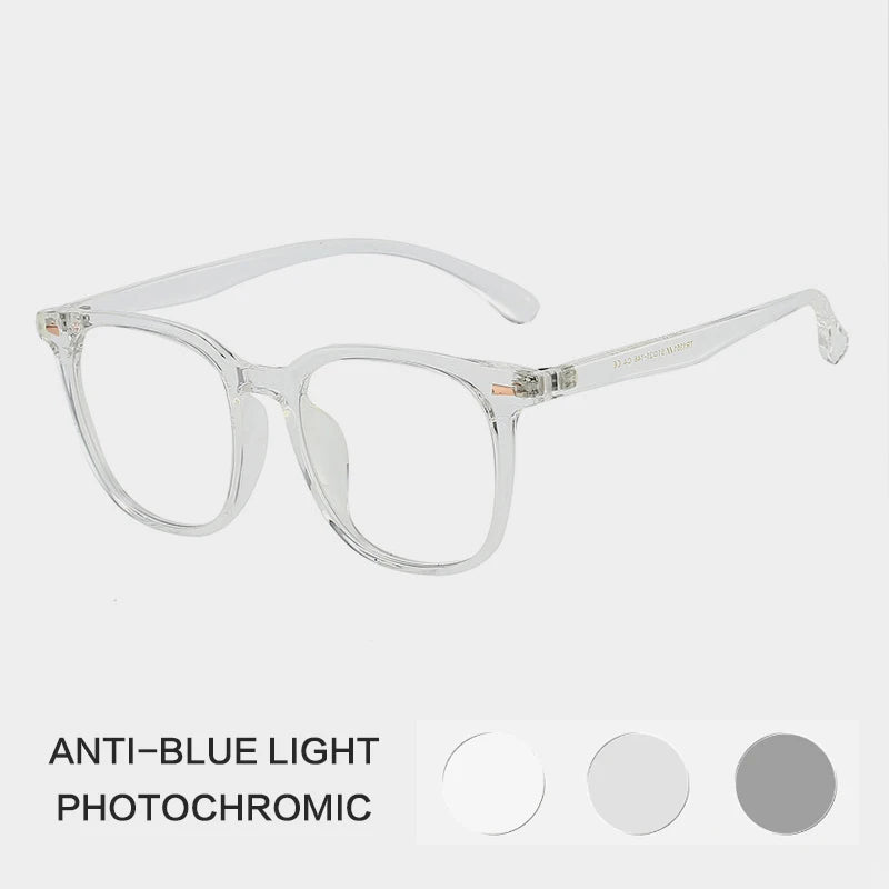 Gatenac Unisex Full Rim Square Tr 90 Titanium Photochromic Reading Glasses G61351