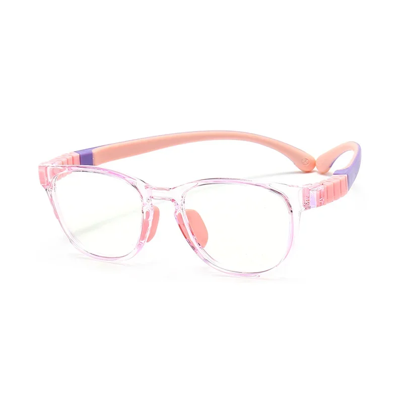 Handoer Unisex Children's Full Rim Square Acetate Silicone Eyeglasses 9102 Full Rim Handoer C8 Pink  