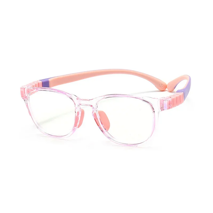 Handoer Unisex Children's Full Rim Square Acetate Silicone Eyeglasses 9102 Full Rim Handoer C8 Pink  