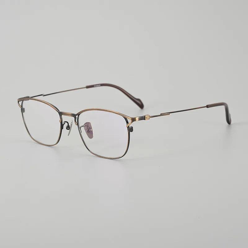 Black Mask Unisex Full Rim Square Titanium Eyeglasses M0045 Full Rim Black Mask Bronze  