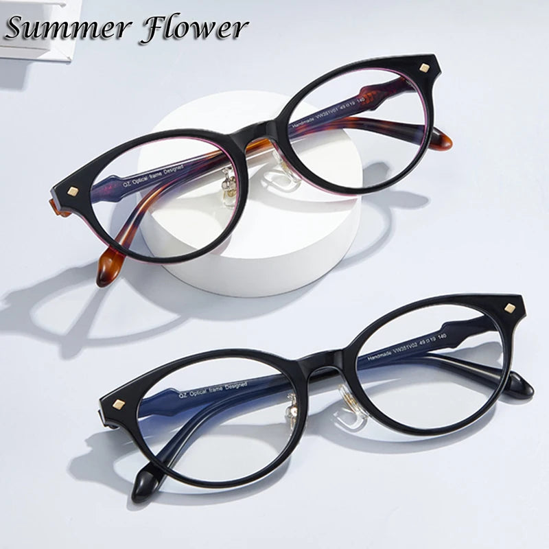 Summer Flower Women's Full Rim Round Acetate Eyeglasses 842351 Full Rim Summer Flower