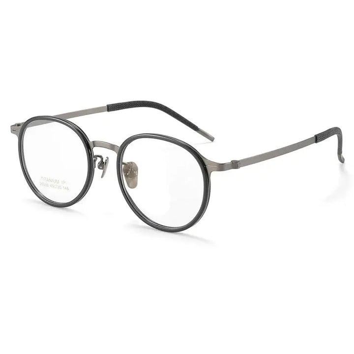 Gatenac Unisex Full Rim Oval Round Acetate Titanium Eyeglasses 226006 FuzWeb