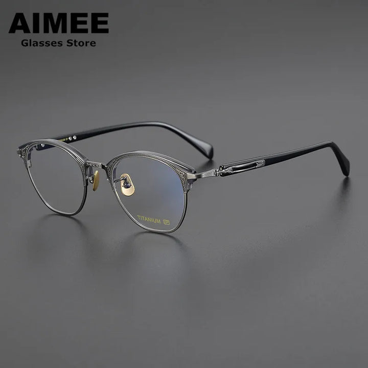 Aimee Unisex Full Rim Square Titanium Acetate Eyeglasses 5051 Full Rim Aimee   