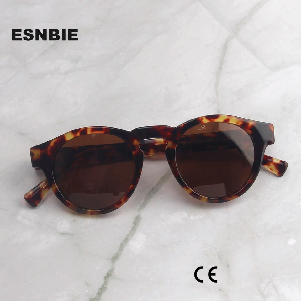 Esnbie Unisex Full Rim Oval Round Acetate Tac Sunglasses 241001.
