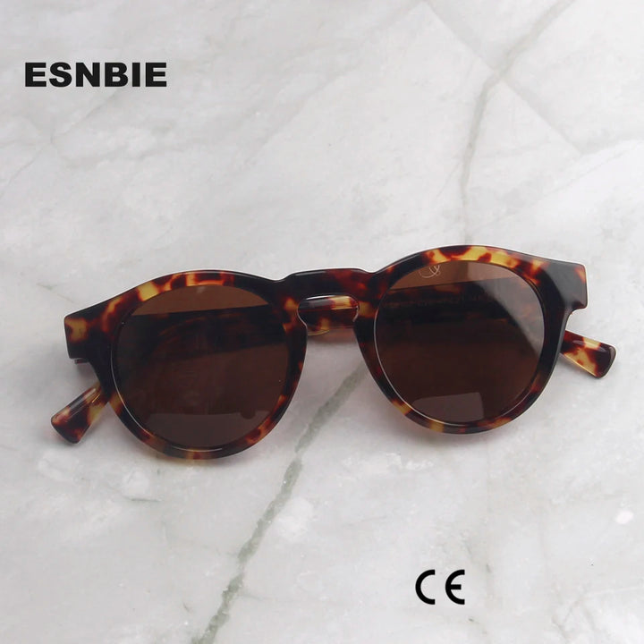 Esnbie Unisex Full Rim Oval Round Acetate Tac Sunglasses 241001.