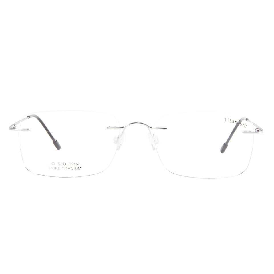 Esnbie Unisex Rimless Oval Rectangle Titanium Eyeglasses 11451 Rimless Esnbie   