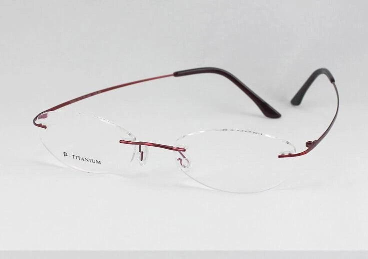 Brightzone Women's Rimless Square Screwless Titanium Eyeglasses 71213 Rimless Brightzone red