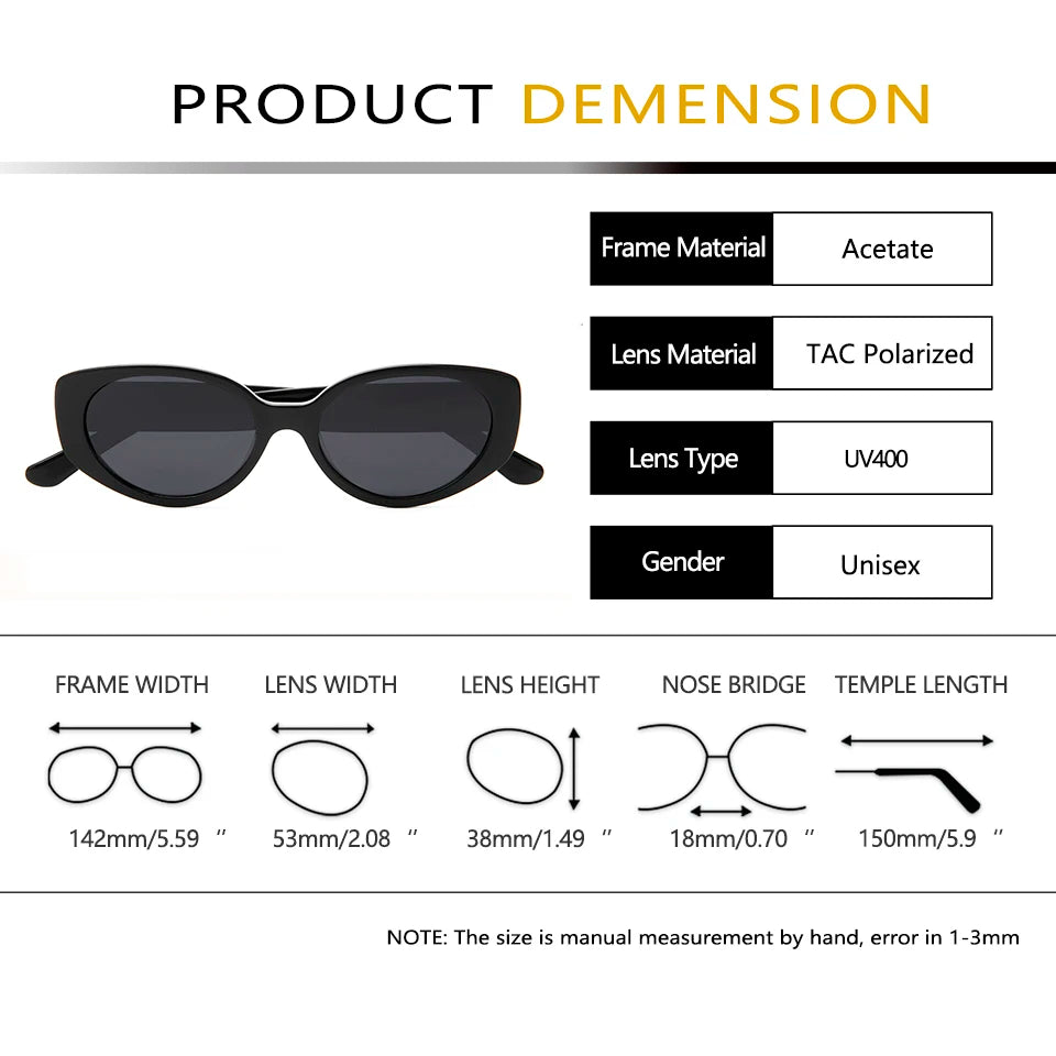 Esnbie Unisex Full Rim Oval Thick Temple Acetate Sunglasses 240161