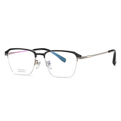 Ralferty Women's Semi Rim Square Titanium Eyeglasses 92032 Semi Rim Ralferty C3 Gold CHINA